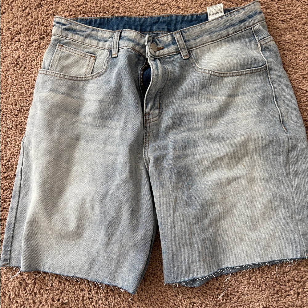 SHEIN Men's Slim Fit Denim Shorts - Light Gray